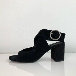 Charles David Black Suede Heels Sandals Sz 9.5